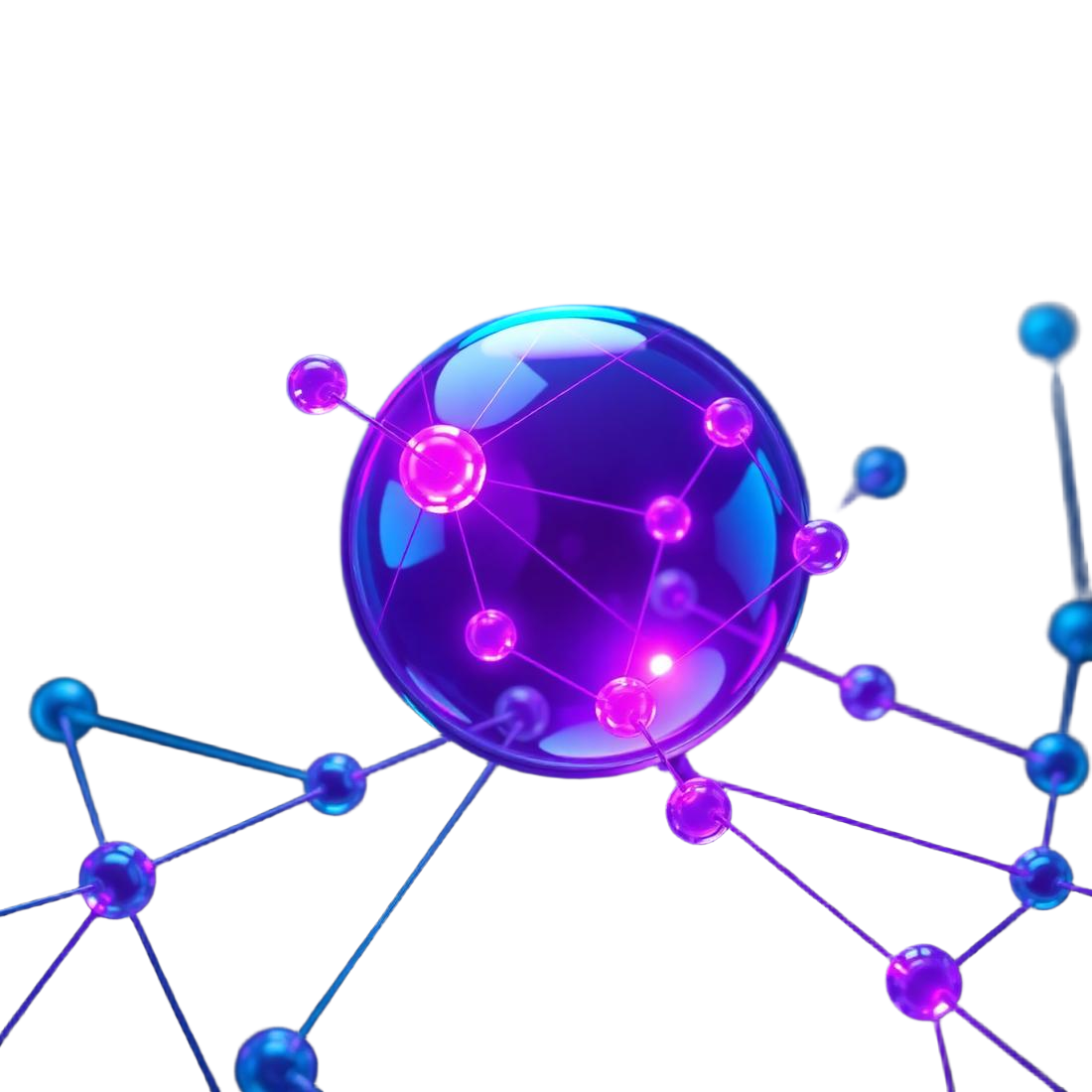 Glowing 3D network node representing agency connections