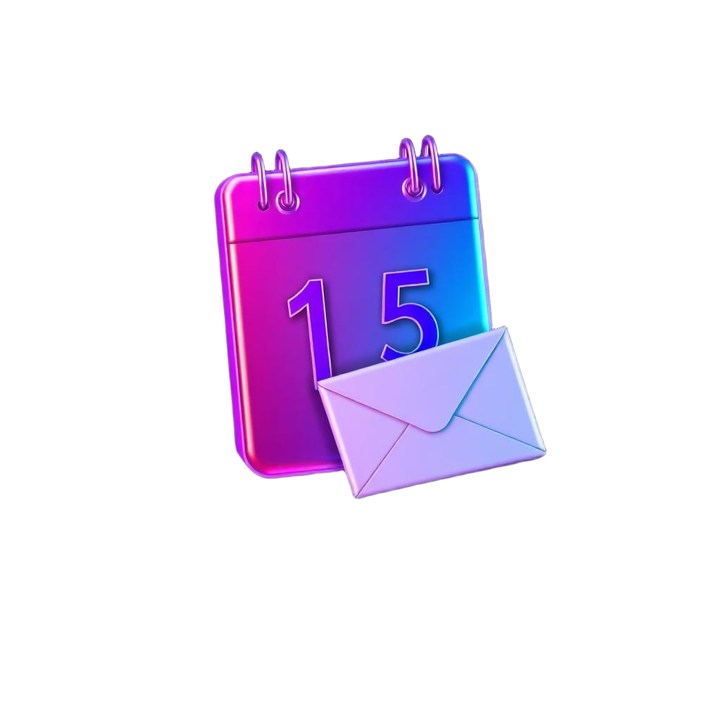 3D floating calendar and envelope