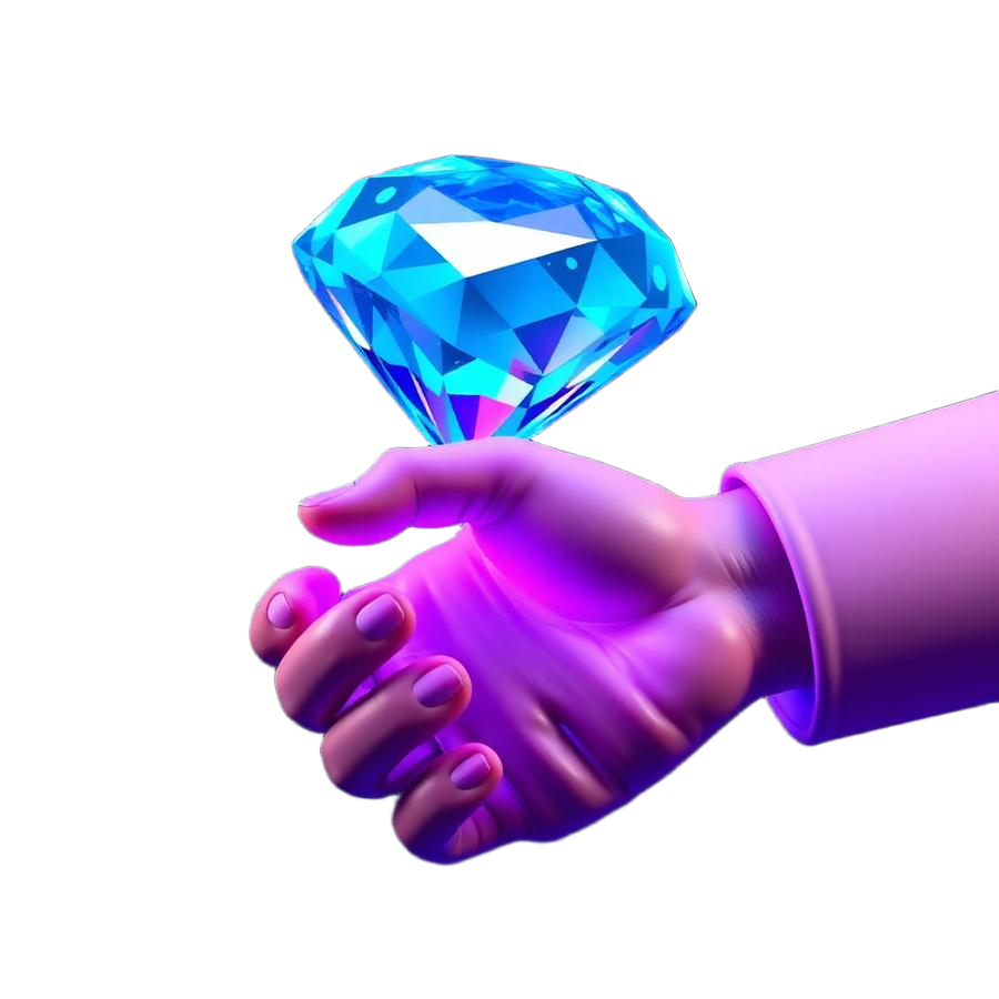 3D diamond above a handshake representing sponsorship deals